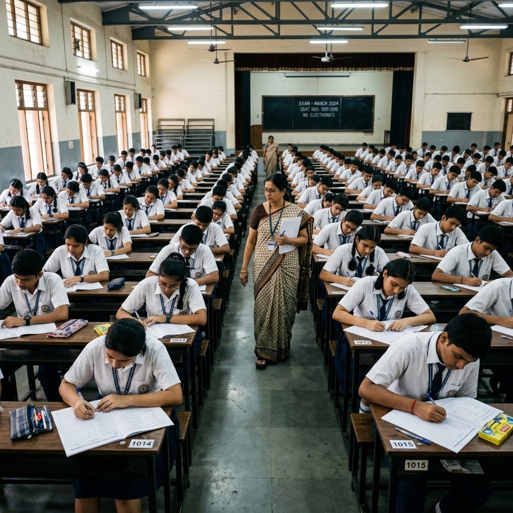Students writing exam papers